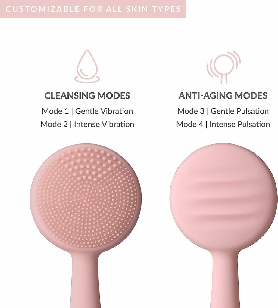 PMD Clean - Smart Facial Cleansing Device with Silicone Brush Anti-Aging Massager - Waterproof - SonicGlow Vibration Technology - Clear Pores and Blackheads - Lift, Firm, and Tone Skin